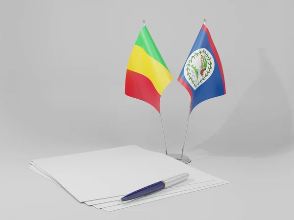 Drapeaux Accord Belize Mali Fond Blanc Render — Photo