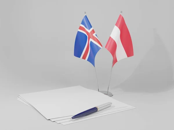 オーストリア アイスランドの協定旗 白い背景 3Dレンダリング — ストック写真