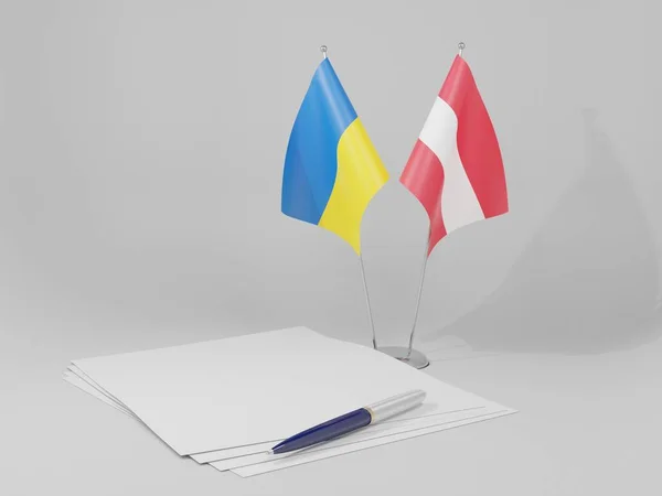 Autriche Ukraine Drapeaux Accord Fond Blanc Render — Photo