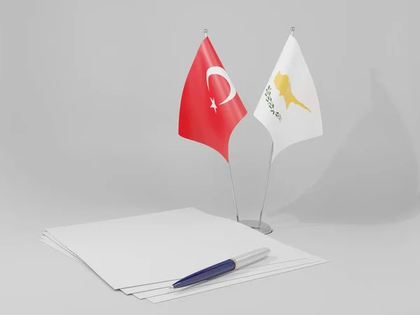 Chypre Drapeaux Accord Turquie Fond Blanc Render — Photo