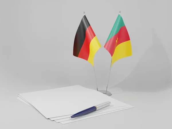 Καμερούν Γερμανία Συμφωνία Σημαίες Λευκό Φόντο Render — Φωτογραφία Αρχείου