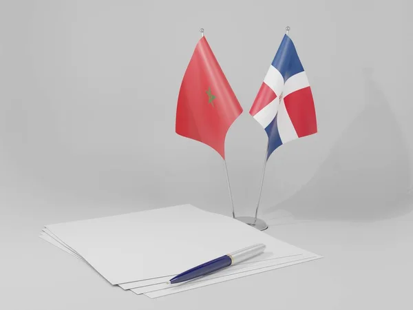 República Dominicana Marrocos Acordo Bandeiras Fundo Branco Render — Fotografia de Stock
