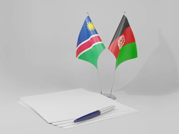 Afeganistão Acordos Namíbia Bandeiras Fundo Branco Render — Fotografia de Stock