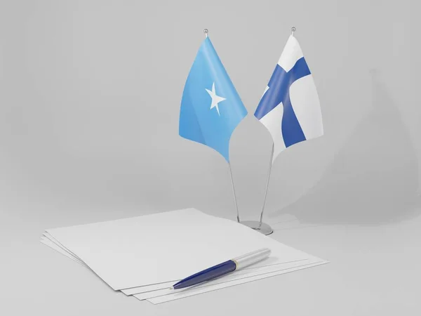 フィンランド ソマリア合意の旗 白い背景 3Dレンダリング — ストック写真