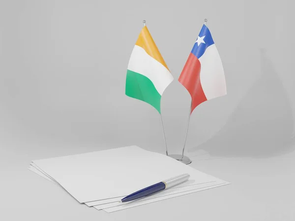 Chile Banderas Del Acuerdo Cote Ivoire Fondo Blanco Render — Foto de Stock