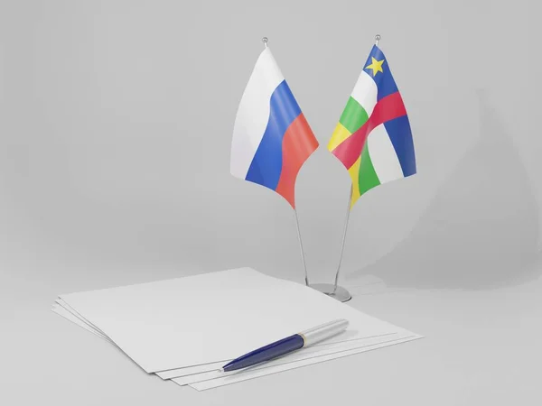 République Centrafricaine Drapeaux Accord Russie Fond Blanc Render — Photo