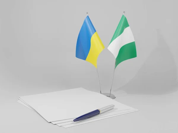 Nigeria Ukraine Abkommen Flaggen Weißer Hintergrund Render — Stockfoto