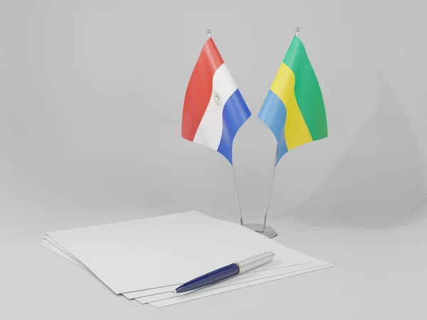 Gabon Paraguay Megállapodás Zászlók Fehér Háttér Render — Stock Fotó
