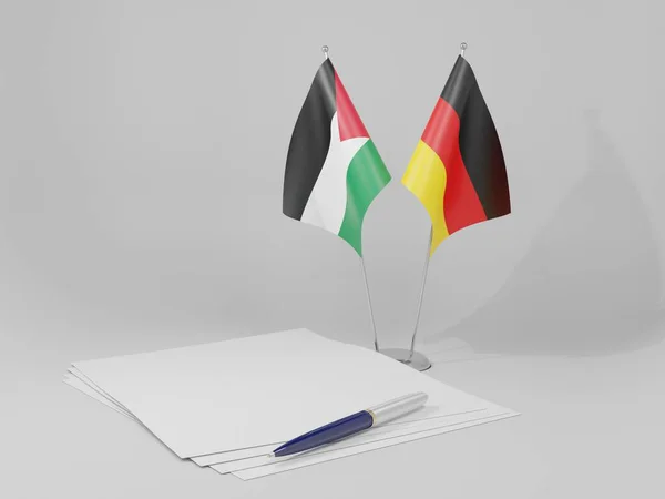 Niemcy Palestyna Flagi Porozumienia Białe Tło Render — Zdjęcie stockowe
