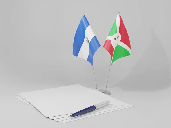 Burundi Acordo Salvador Bandeiras Fundo Branco Render — Fotografia de Stock