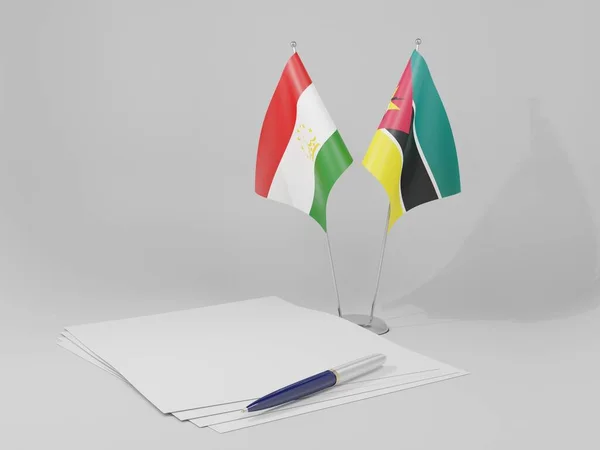 Mozambique Tajikistan Agreement Flags White Background Render — Stock Photo, Image