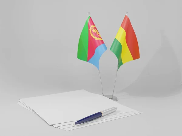 Bolivia Banderas Del Acuerdo Eritrea Fondo Blanco Render —  Fotos de Stock