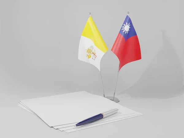 Tchaj Wan Vatikán City Agreement Flags Bílé Pozadí Render — Stock fotografie