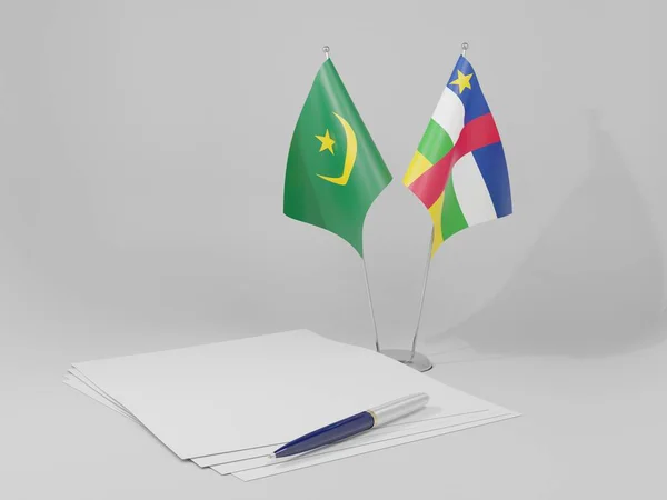 Central African Republic Mauritania Agreement Flags White Background Render — Stock Photo, Image