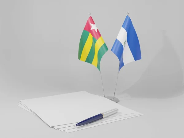 Σαλβαδόρ Τόγκο Συμφωνία Σημαίες Λευκό Φόντο Render — Φωτογραφία Αρχείου
