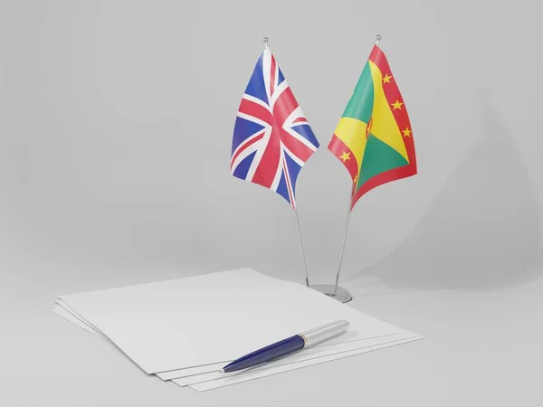 Granada Banderas Del Reino Unido Acuerdo Fondo Blanco Render — Foto de Stock