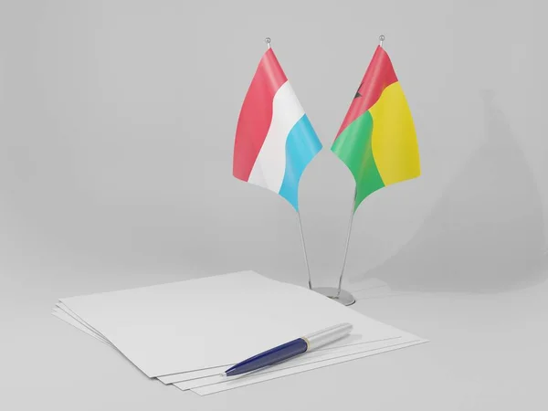 Guinea Bissau Luxembourg Agreement Flags White Background Render — Stock Photo, Image