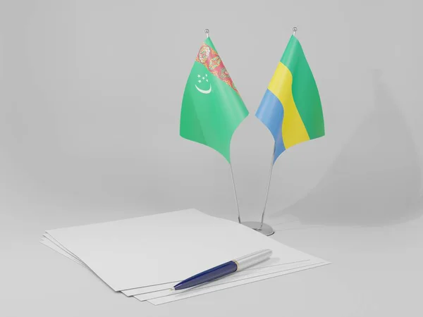 Gabun Turkmenistan Abkommen Flaggen Weißer Hintergrund Render — Stockfoto