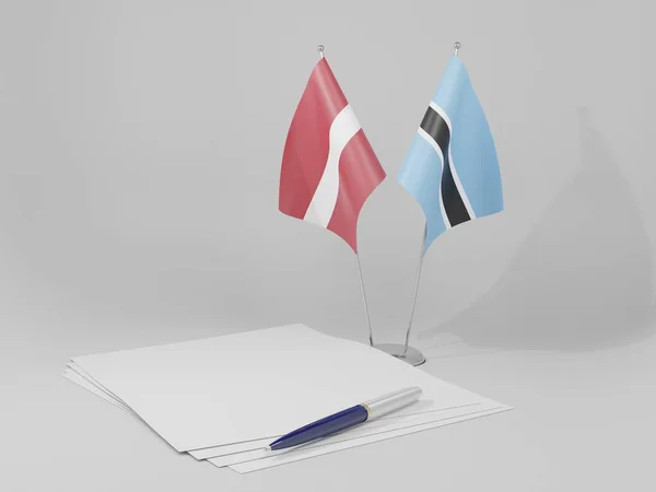 Botswana Lettonie Drapeaux Accord Fond Blanc Render — Photo