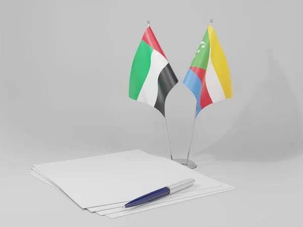 Komoren Vereinigte Arabische Emirate Flaggen Weißer Hintergrund Render — Stockfoto