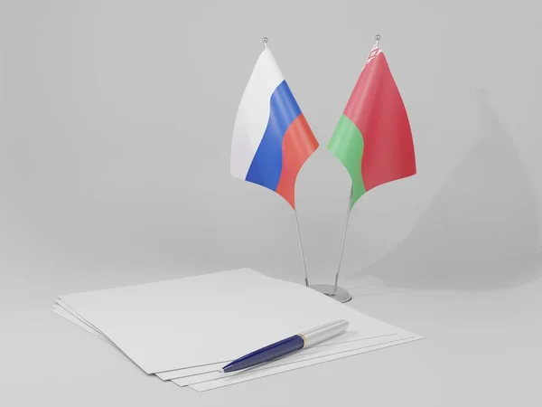 Belarus Russia Agreement Flags White Background Render — Stock Photo, Image