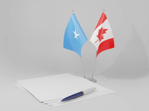 Canadá Bandeiras Acordo Somália Fundo Branco Render — Fotografia de Stock
