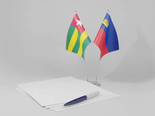 Liechtenstein Togo Abkommen Flaggen Weißer Hintergrund Render — Stockfoto