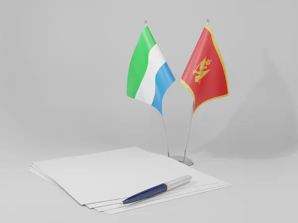 Montenegro Sierra Leone Abkommen Flaggen Weißer Hintergrund Render — Stockfoto