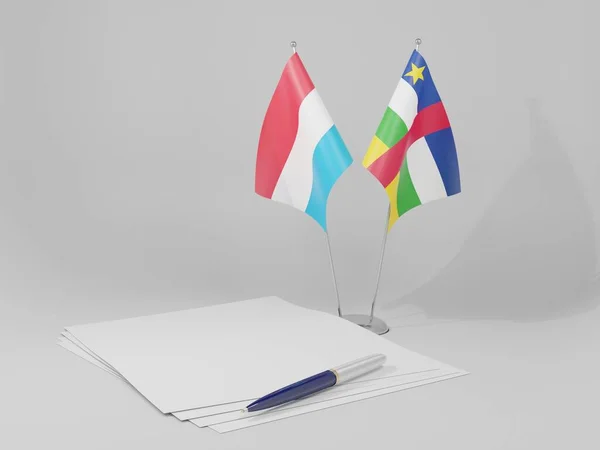 Central African Republic Luxembourg Agreement Flags White Background Render — Stock Photo, Image