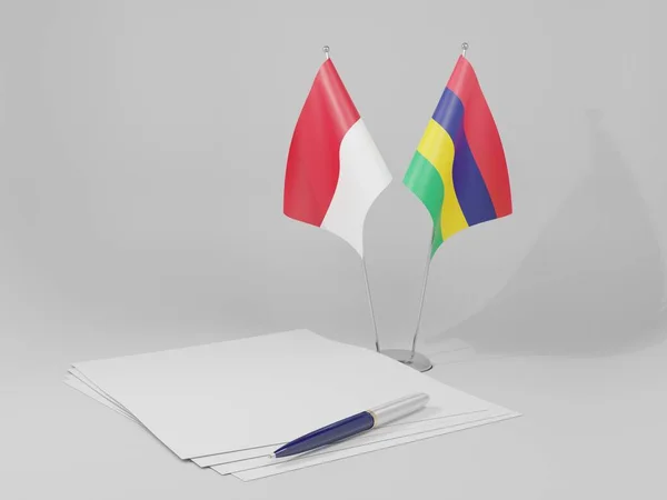 Mauritius Bandiere Dell Accordo Monaco Sfondo Bianco Render — Foto Stock