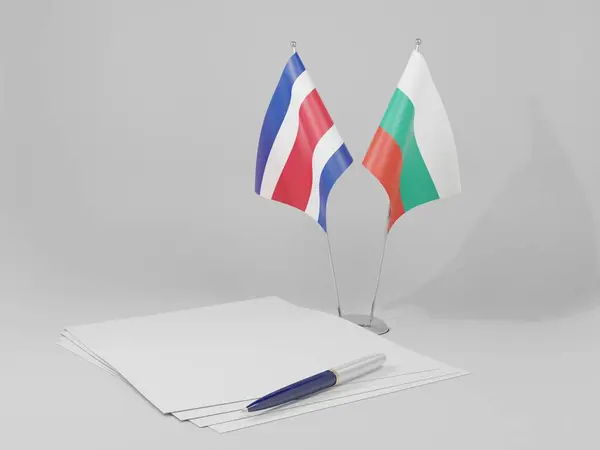 Bulgaria Costa Rica Agreement Flags White Background Render — Stock Photo, Image