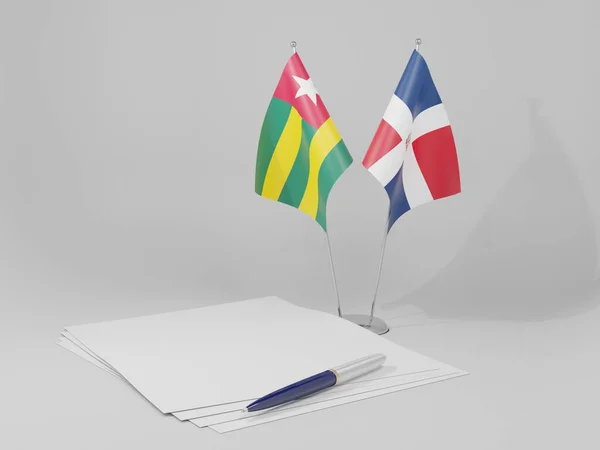 Dominicaanse Republiek Togo Overeenkomst Vlaggen Witte Achtergrond Render — Stockfoto