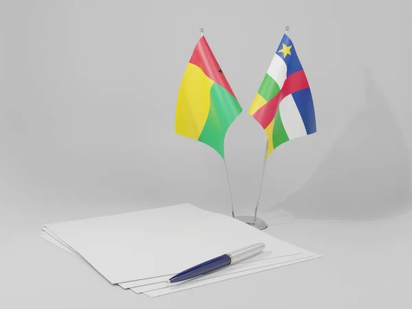 Central African Republic Guinea Bissau Agreement Flags White Background Render — стокове фото