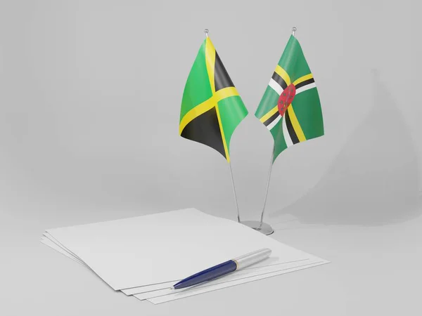 Доминика Ямайка Соглашение Флаги Белый Фон Рендер — стоковое фото