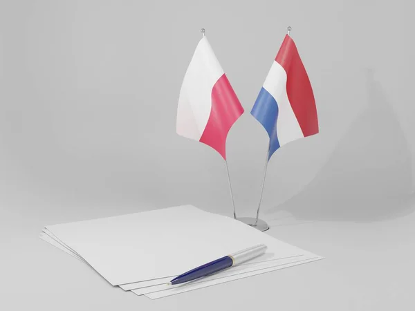 Pays Bas Pologne Drapeaux Accord Fond Blanc Render — Photo