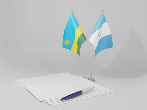 Guatemala Rwanda Agreement Flags White Background Render — Stock Photo, Image
