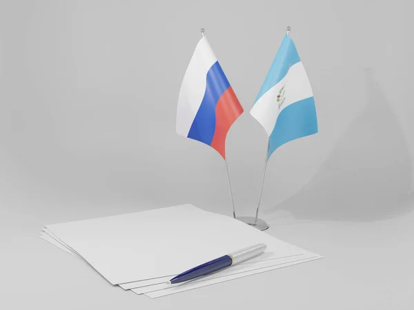 Guatemala Drapeaux Accord Russie Fond Blanc Render — Photo