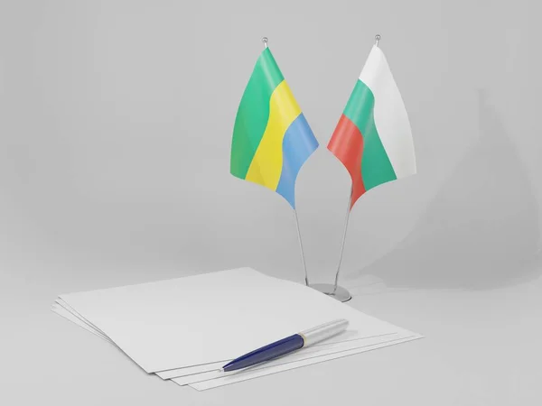 Bulgarien Gabun Abkommen Flaggen Weißer Hintergrund Render — Stockfoto