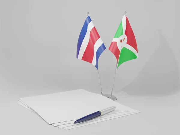 Burundi Costa Rica Abkommen Flaggen Weißer Hintergrund Render — Stockfoto