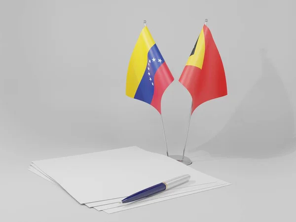 East Timor Venezuela Agreement Flags White Background Render — Stock Photo, Image