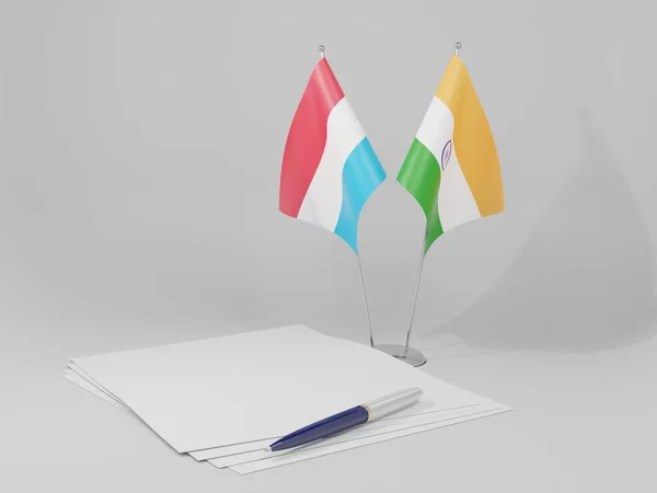 India Luxembourg Agreement Flags White Background Render — Stock Photo, Image