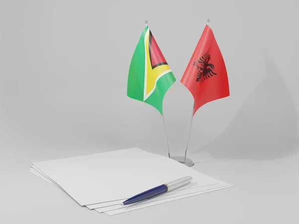 Albánie Guyana Agreement Flags Bílé Pozadí Vykreslování — Stock fotografie