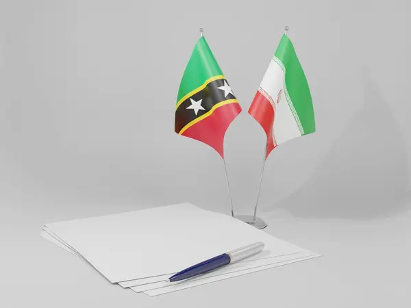 Irán Saint Kitts Nevis Megállapodás Zászlók Fehér Háttér Render — Stock Fotó