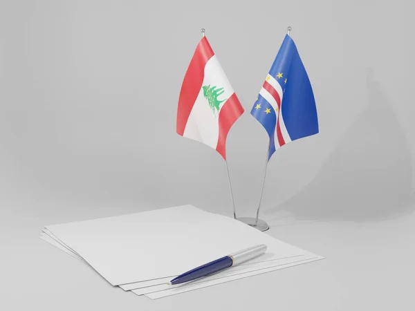 Cape Verde Lebanon Agreement Flags White Background Render — Stock Photo, Image