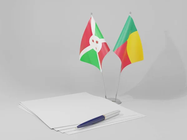 Benim Bandeiras Acordo Burundi Fundo Branco Render — Fotografia de Stock