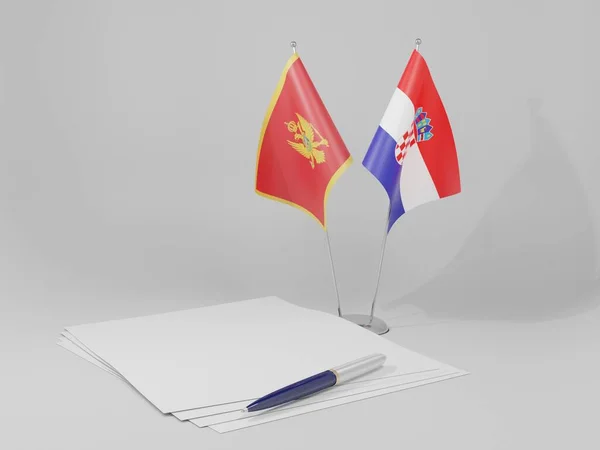 Хорватия Черногорское Соглашение Флаги Белый Фон Рендер — стоковое фото