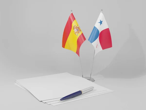 巴拿马 西班牙协定旗帜 白色背景 3D渲染 — 图库照片