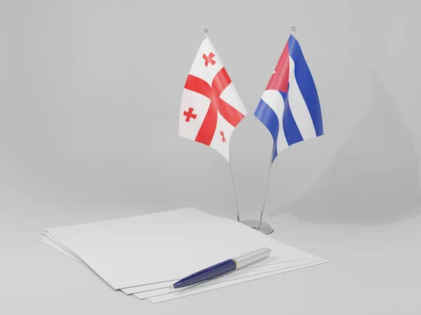 Kuba Georgien Flaggor Vit Bakgrund Render — Stockfoto