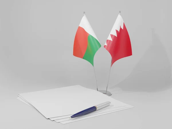 Bahrain Madagascar Agreement Flags White Background Render — Stok Foto