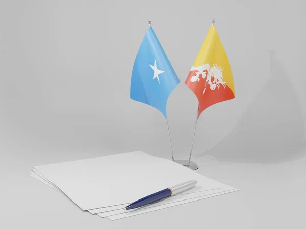Bhutan Somalia Agreement Flags White Background Render — стокове фото